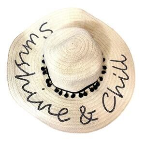 Betsey Johnson sunshine & chill sequin pom pom floppy sun hat